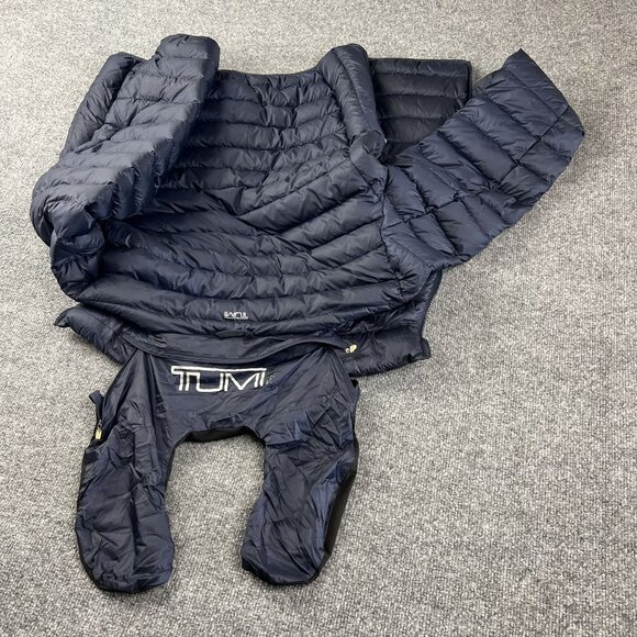 Tumi Black Puffer Jacket Full Zip Lightweight Quilted Design With Zippered Pocke - Picture 8 of 11